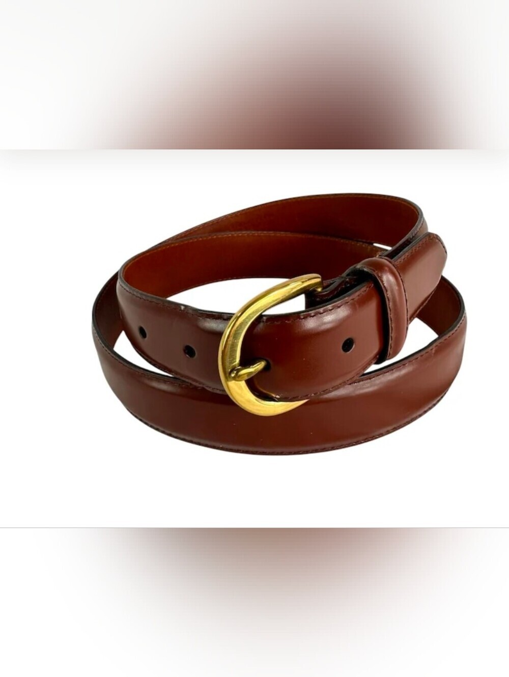 Coach Brown Cowhide Leather Logo-Stamped Belt with Solid Brass Buckle